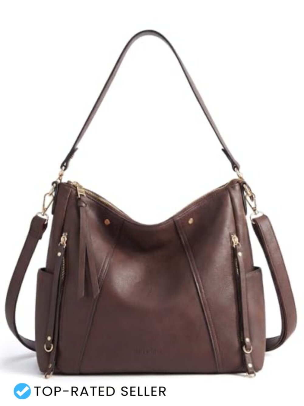 Faux Leather Hobo Bag Crossbody Purse Shoulder Bag Multi Pockets